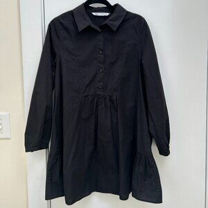 Zara Black Poplin Mini Dress